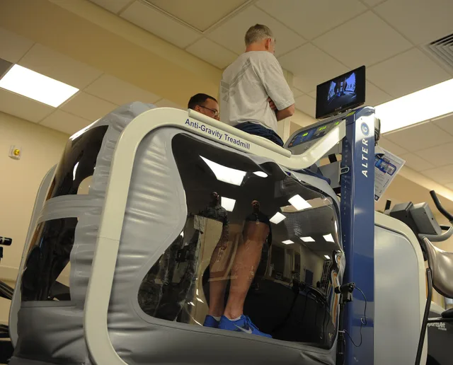 Col. David Almand, 375 Air Mobility Wing commander, goes runs on a anti-gravity treadmill called the Alter G in the Physical Therapy Clinic of the 375th Medical Group Jan. 4. The Alter G can take up to 80% off a person's body weight using air pressure and allows a patient to run up to 12 mph. The tr. How to start a physical therapy business in 10 stages