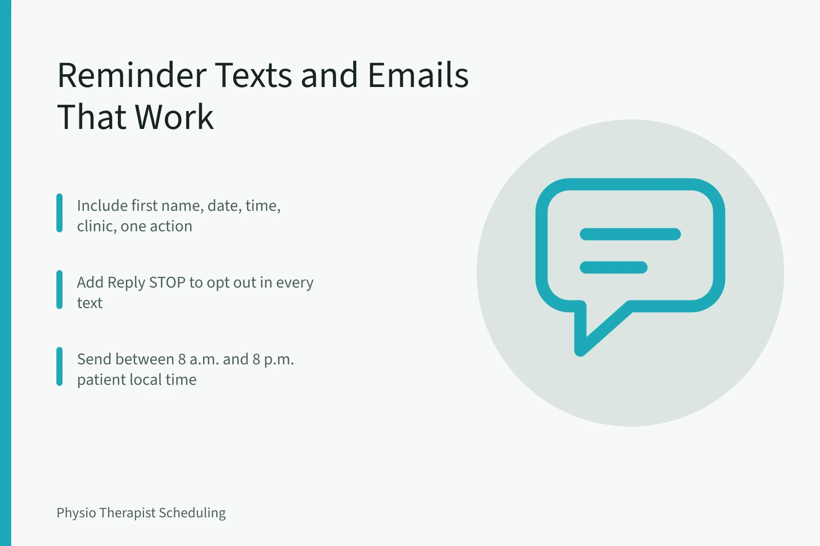 Card about physical therapy appointment reminder texts and emails. Physical Therapy Appointment Reminders: Text and Email Samples That Work