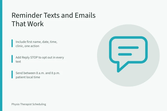 Card about physical therapy appointment reminder texts and emails. Physical Therapy Appointment Reminders: Text and Email Samples That Work